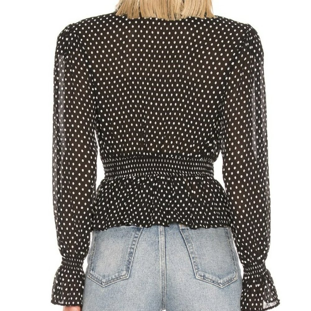 L'Academie Black & White Polka Dot Long-Sleeve Blouse - Picture 4 of 14